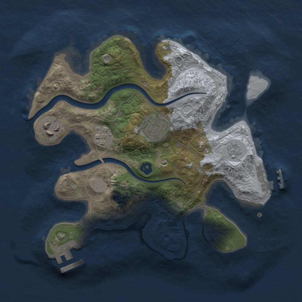 Rust Map: Procedural Map, Size: 2500, Seed: 1953717942, 7 Monuments