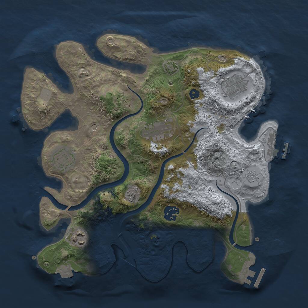 Rust Map: Procedural Map, Size: 3000, Seed: 16605, 12 Monuments