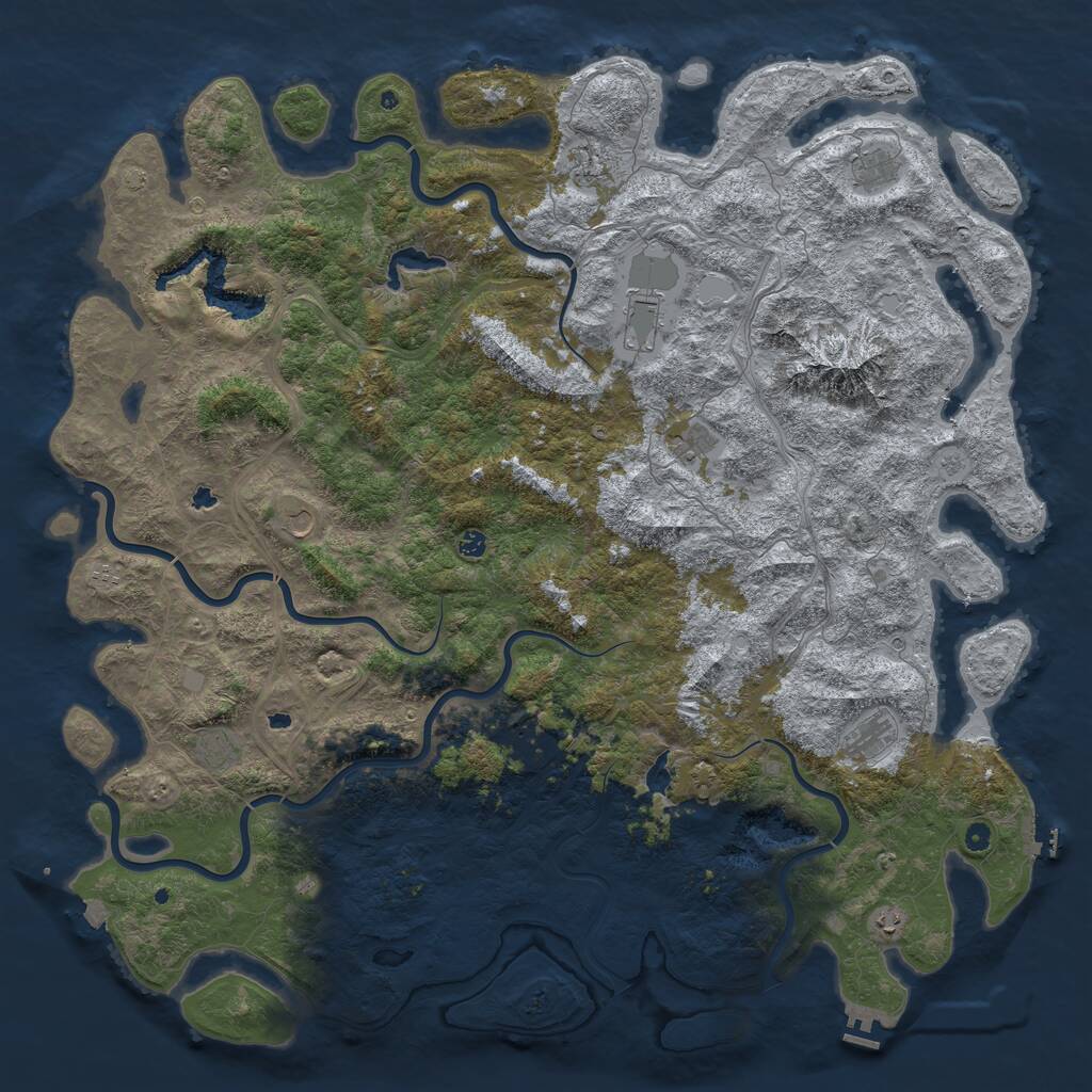 Rust Map: Procedural Map, Size: 6000, Seed: 7735, 17 Monuments