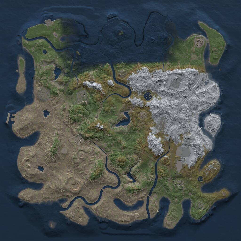 Rust Map: Procedural Map, Size: 4500, Seed: 822431616, 16 Monuments