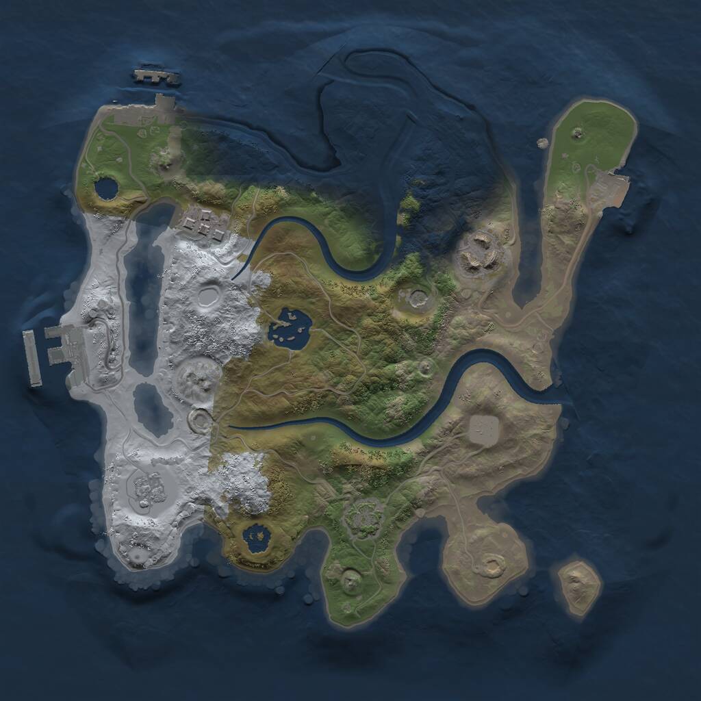 Rust Map: Procedural Map, Size: 2500, Seed: 1881107024, 9 Monuments
