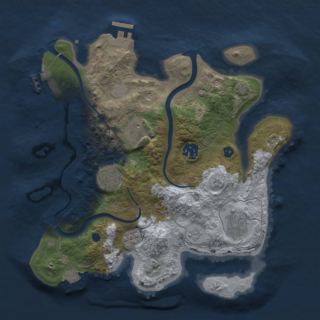Rust Map: Procedural Map, Size: 3000, Seed: 1493960816, 11 Monuments