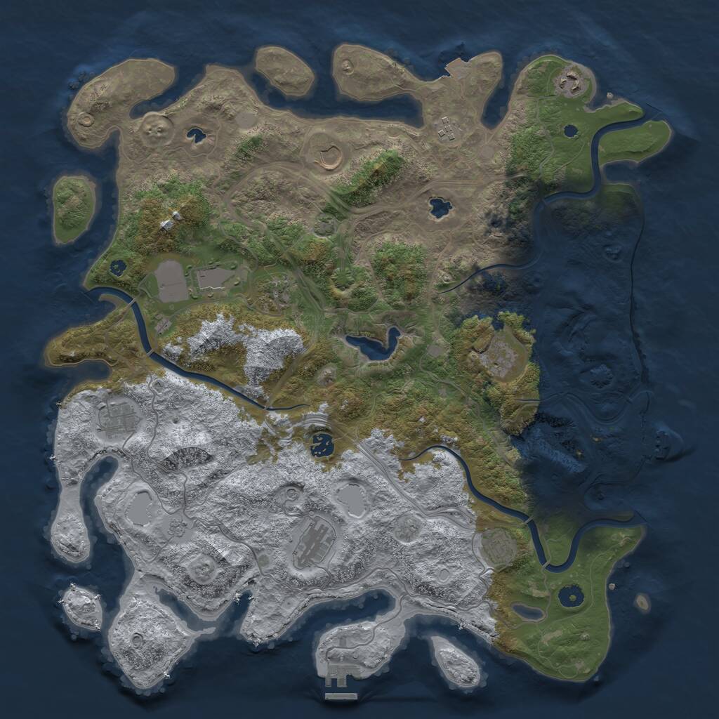 Rust Map: Procedural Map, Size: 4500, Seed: 1369334916, 16 Monuments