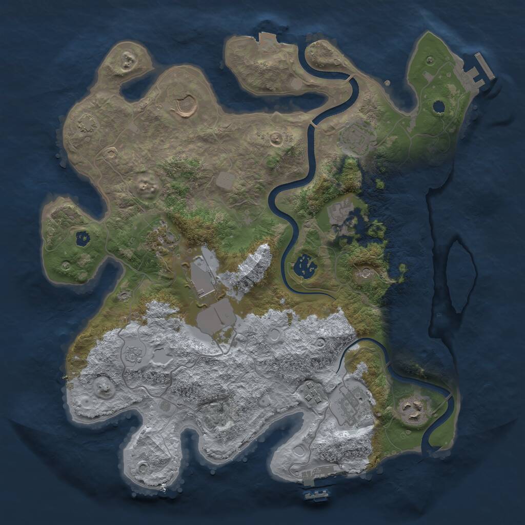 Rust Map: Procedural Map, Size: 3500, Seed: 387305598, 15 Monuments