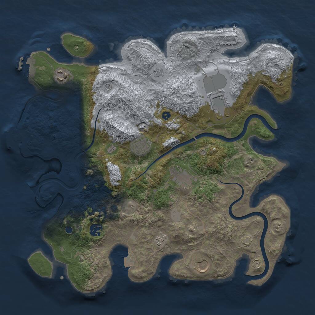 Rust Map: Procedural Map, Size: 3667, Seed: 1, 13 Monuments