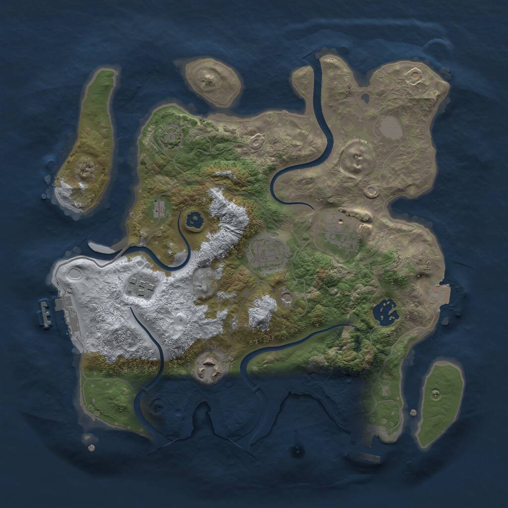 Rust Map: Procedural Map, Size: 3000, Seed: 53853, 10 Monuments