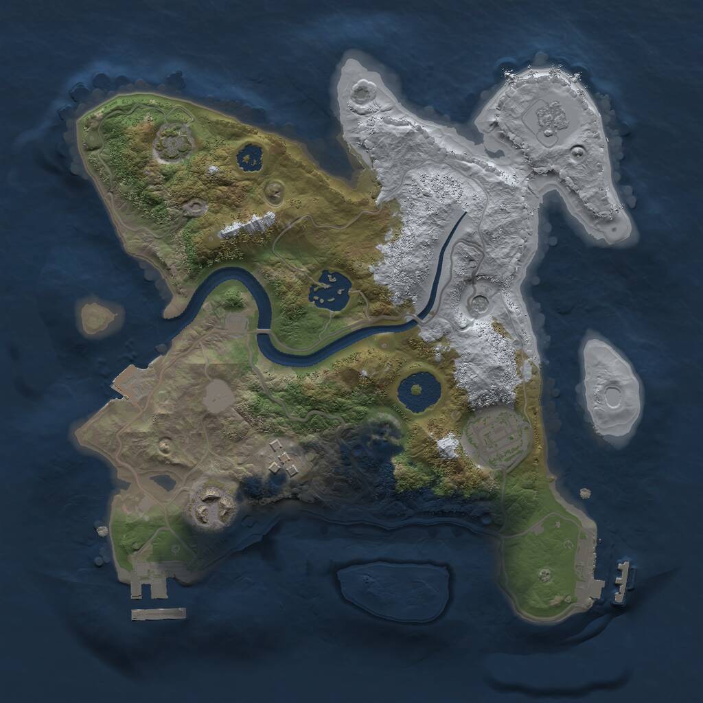 Rust Map: Procedural Map, Size: 2600, Seed: 525778842, 10 Monuments