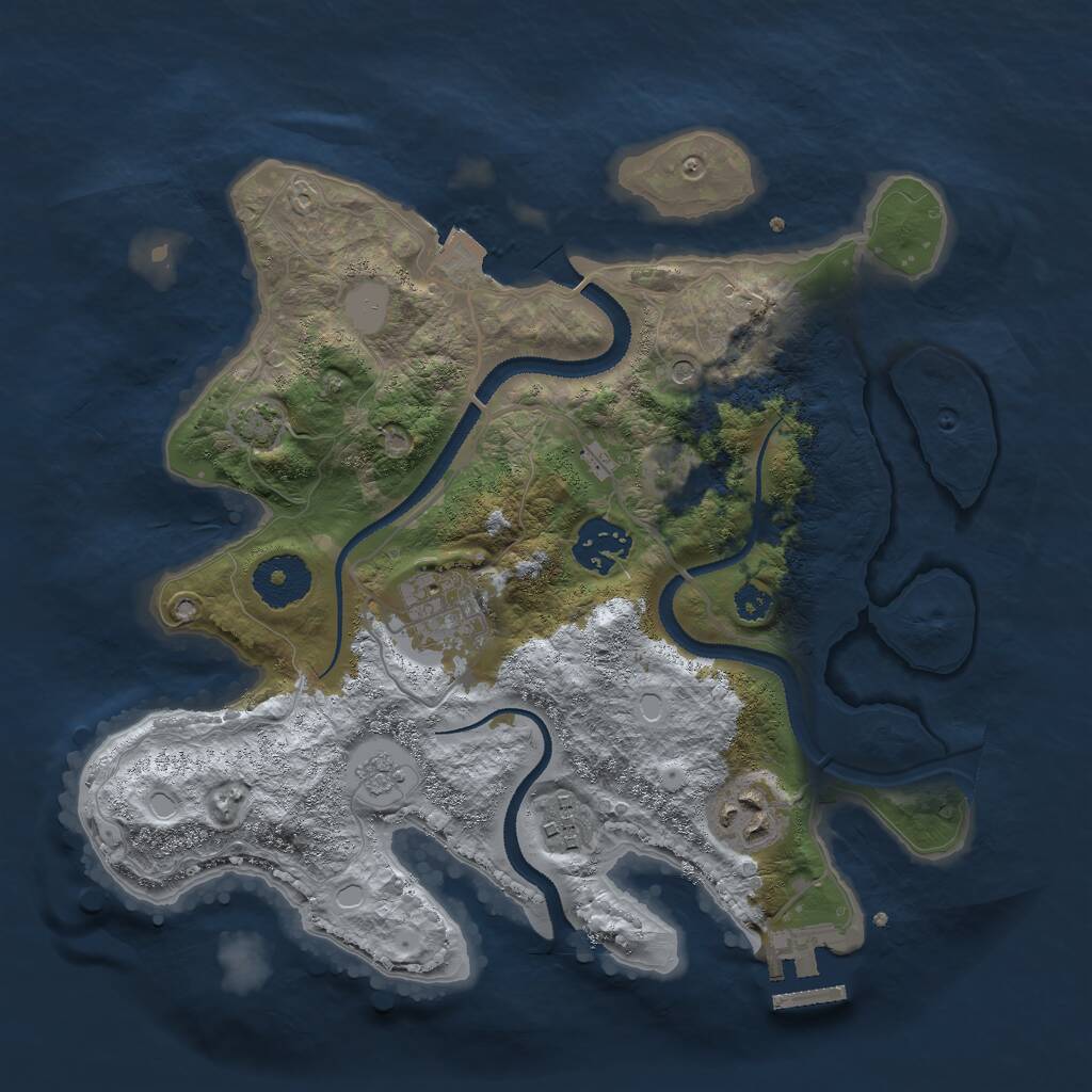 Rust Map: Procedural Map, Size: 3000, Seed: 49445, 9 Monuments