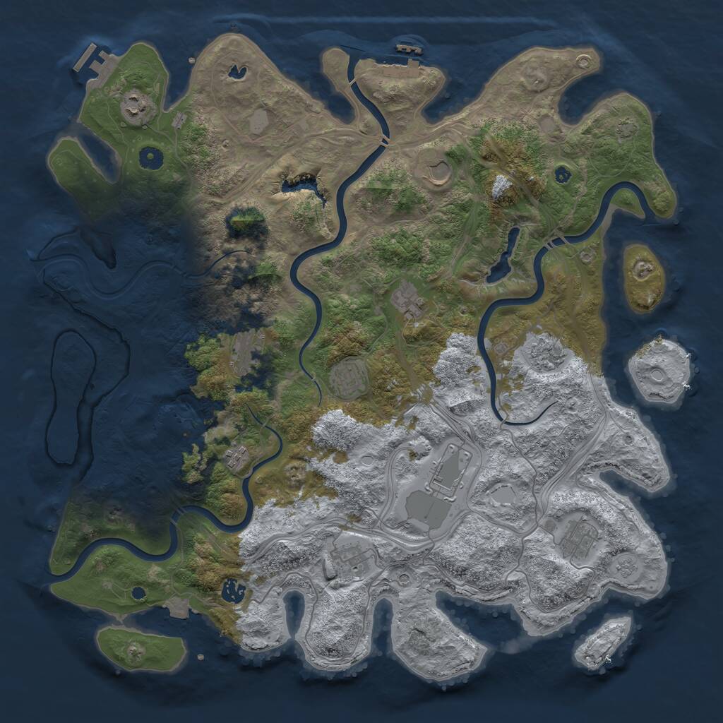 Rust Map: Procedural Map, Size: 4500, Seed: 792282531, 17 Monuments