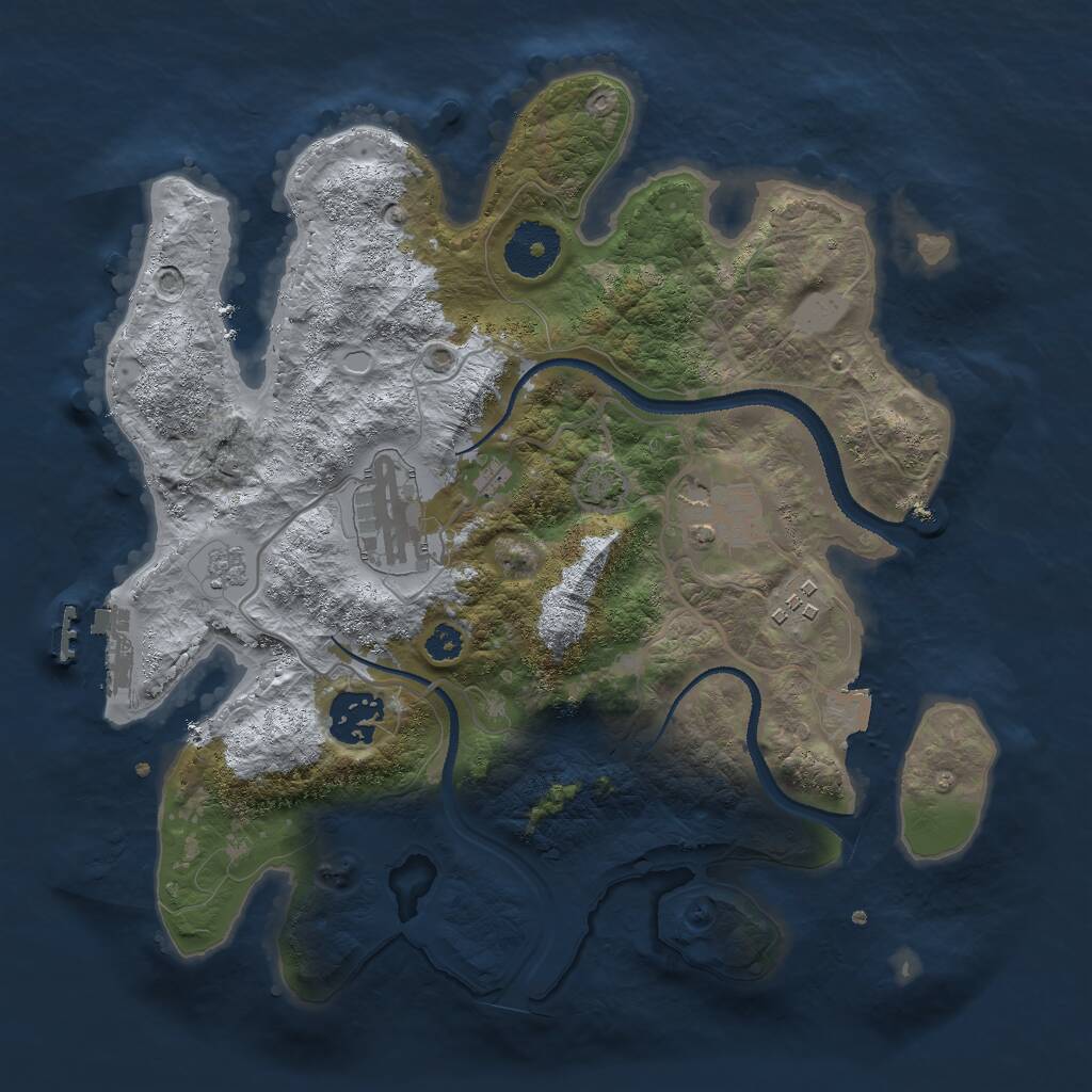 Rust Map: Procedural Map, Size: 3000, Seed: 168434, 8 Monuments