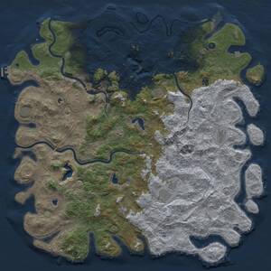 Thumbnail Rust Map: Procedural Map, Size: 6000, Seed: 1128811419, 17 Monuments