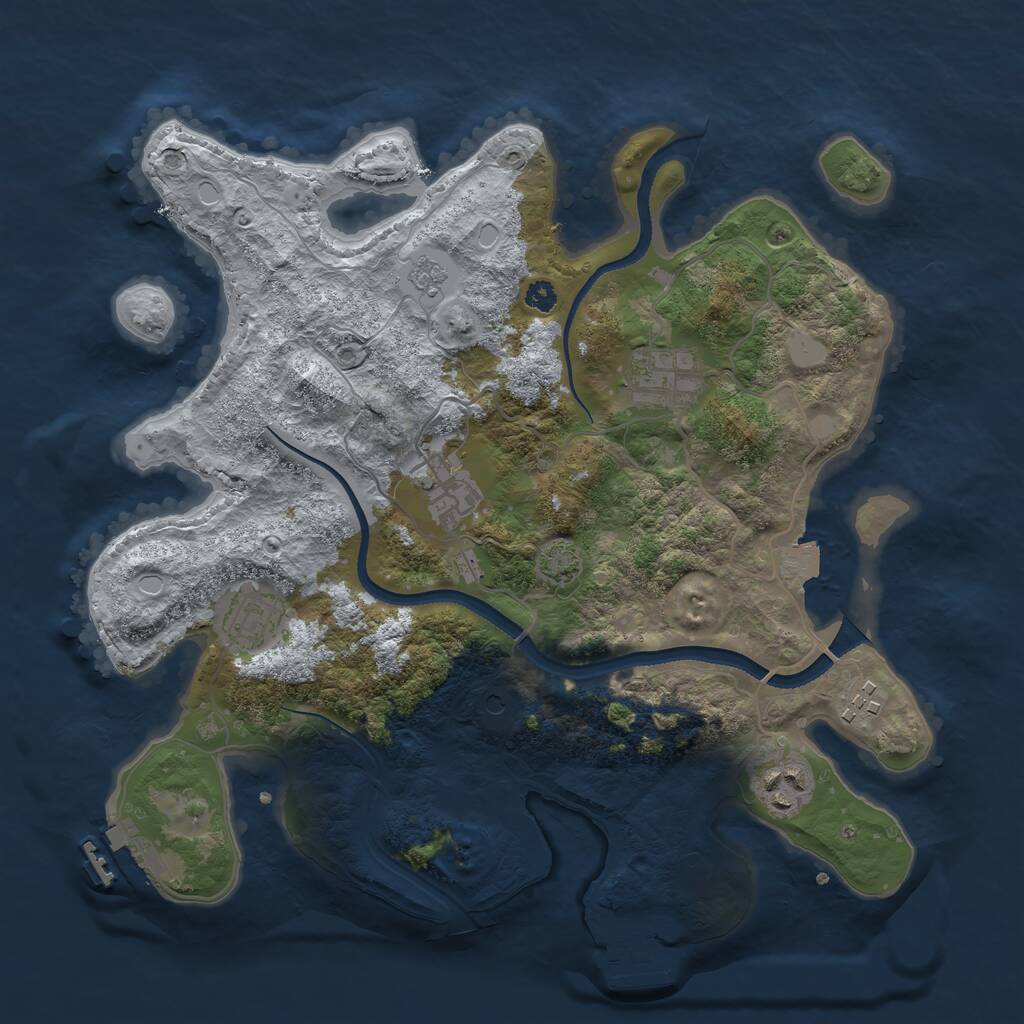 Rust Map: Procedural Map, Size: 3300, Seed: 1566642427, 11 Monuments