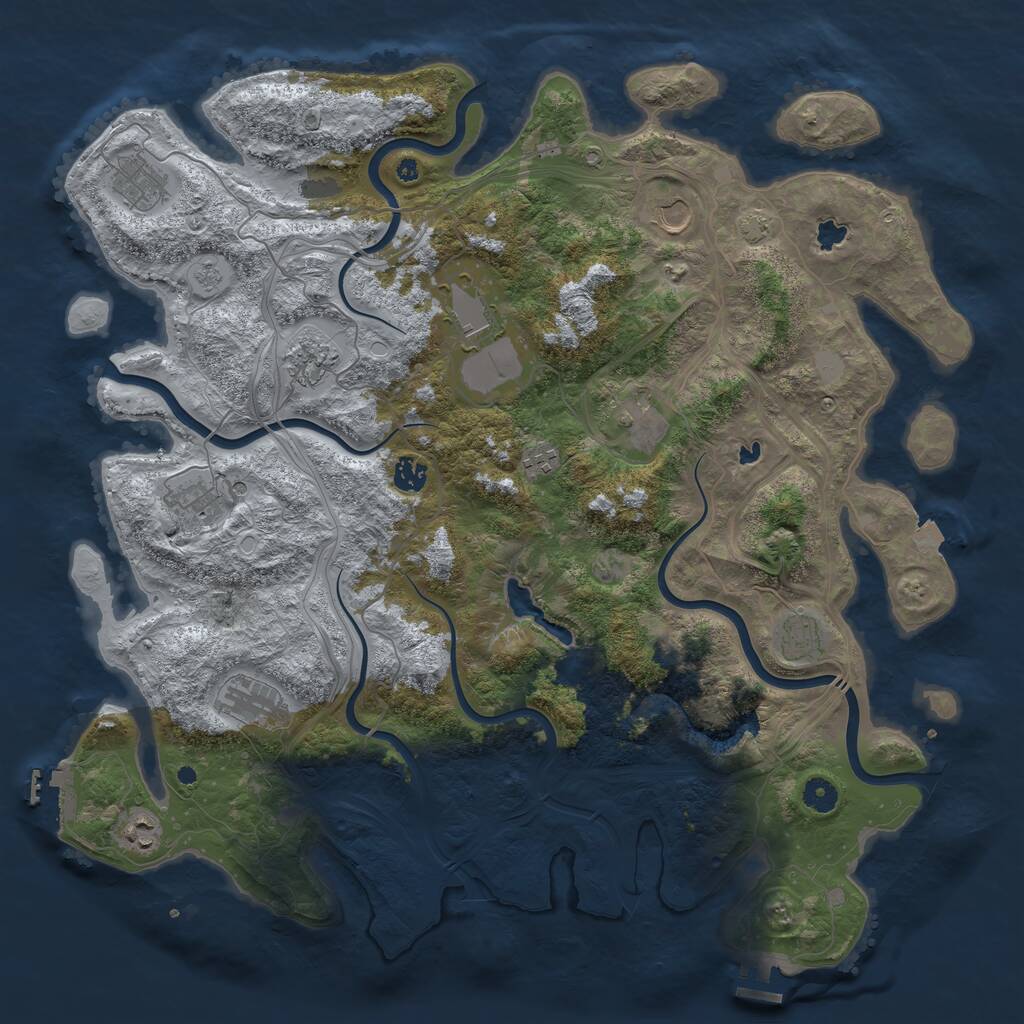 Rust Map: Procedural Map, Size: 4500, Seed: 427940113, 17 Monuments