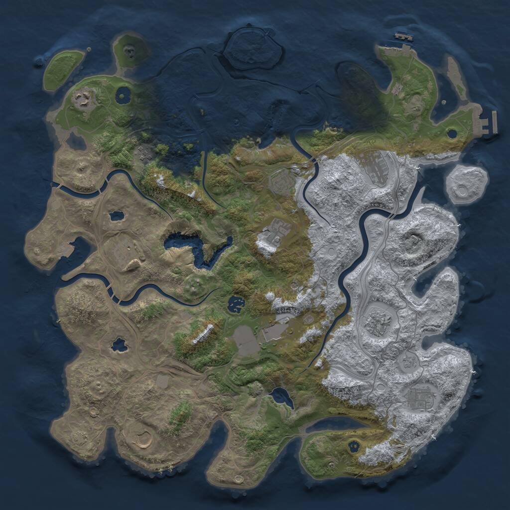 Rust Map: Procedural Map, Size: 4500, Seed: 234471844, 17 Monuments