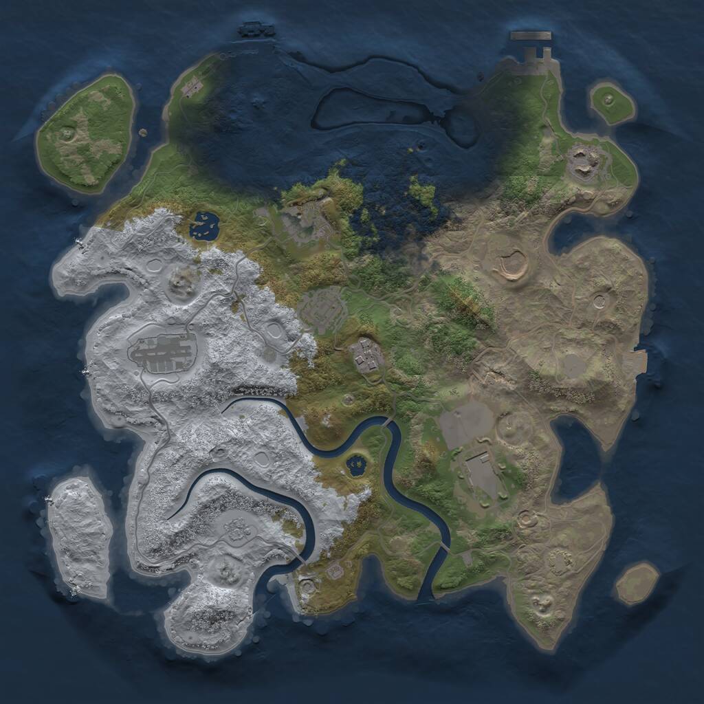 Rust Map: Procedural Map, Size: 3500, Seed: 771963425, 14 Monuments