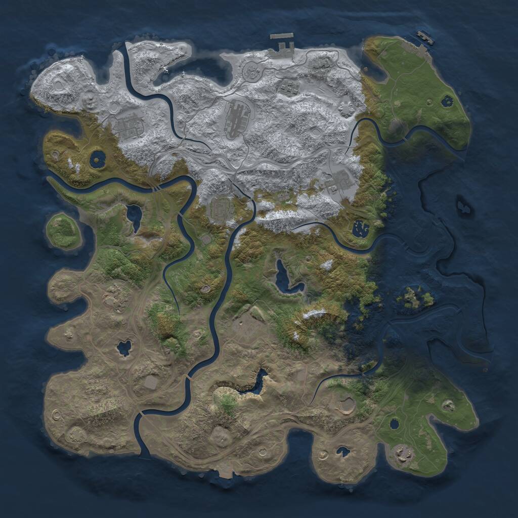 Rust Map: Procedural Map, Size: 4500, Seed: 458923406, 16 Monuments
