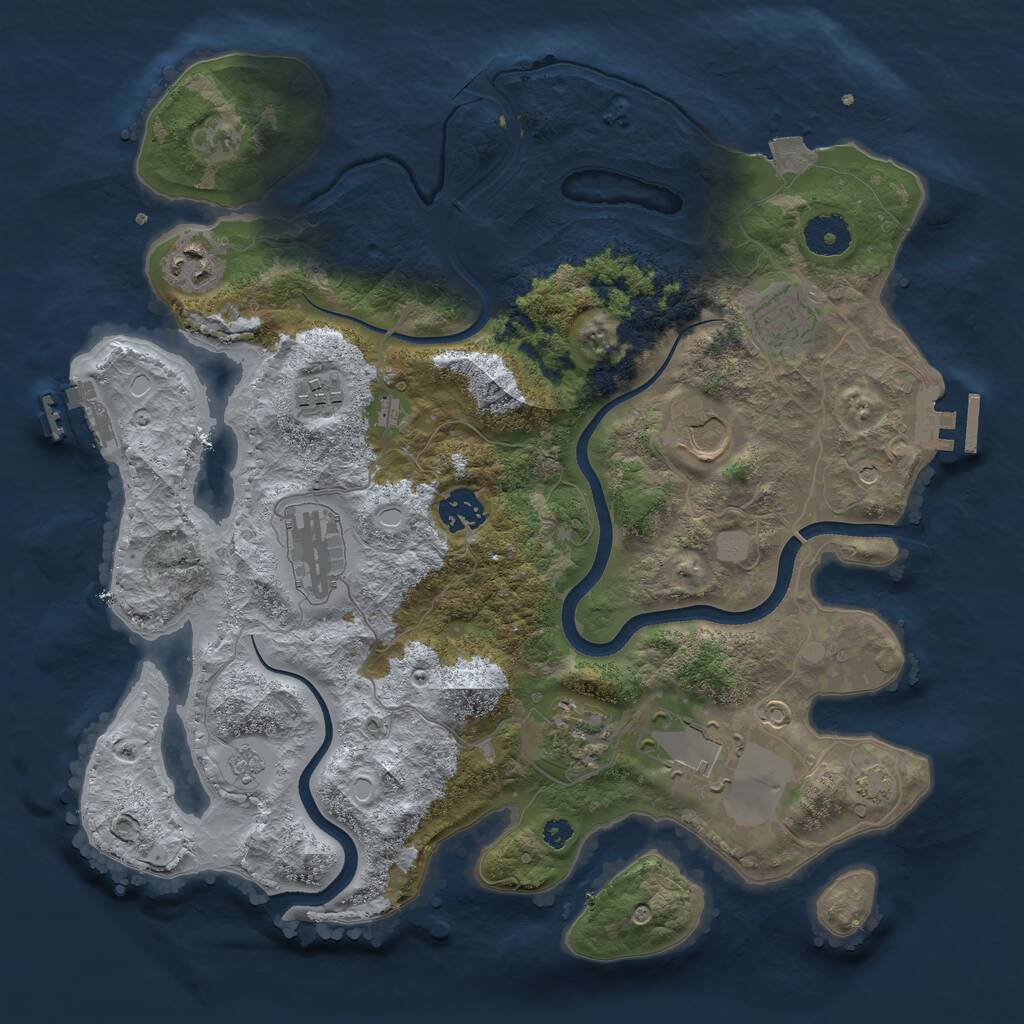 Rust Map: Procedural Map, Size: 3500, Seed: 886806991, 14 Monuments