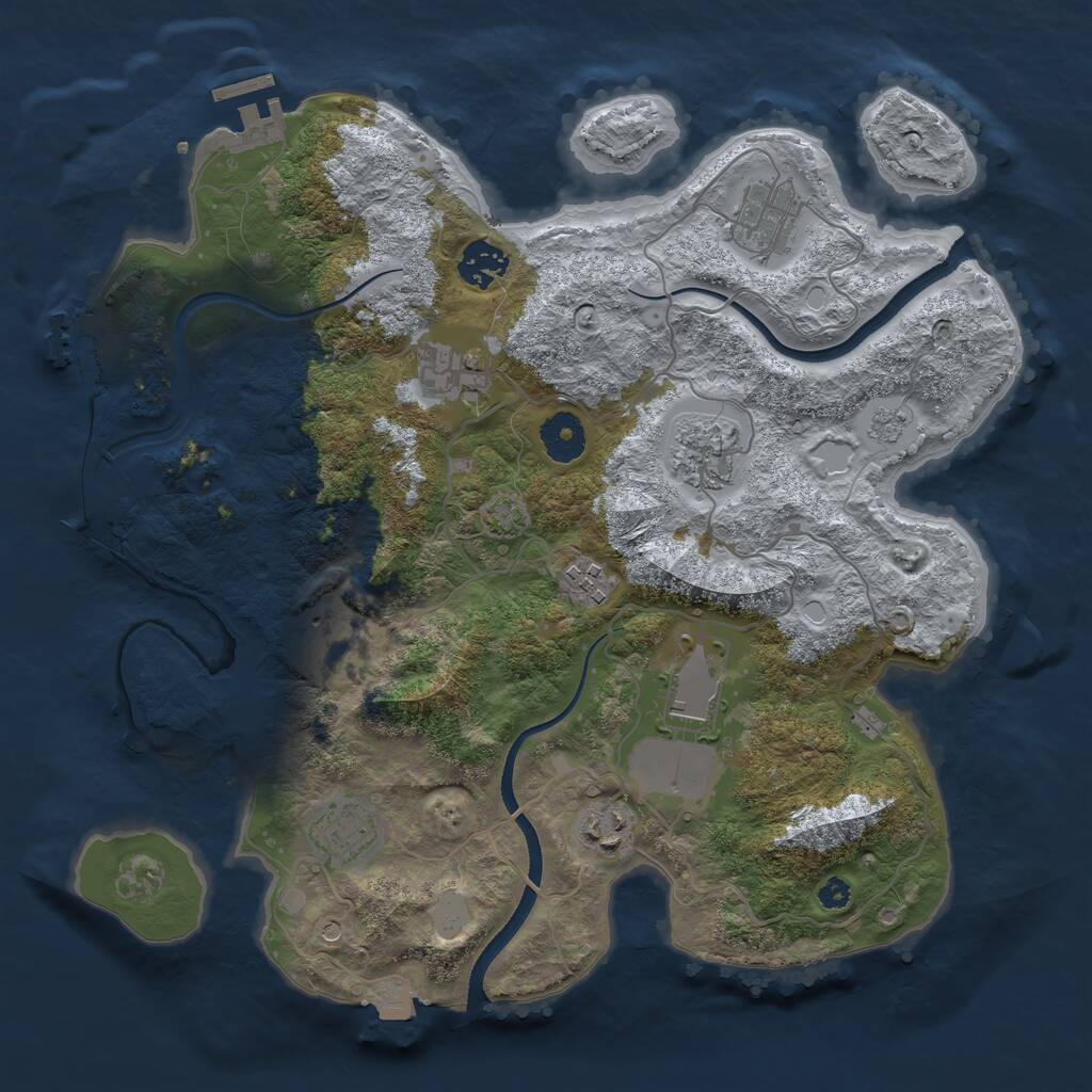 Rust Map: Procedural Map, Size: 3500, Seed: 545786923, 15 Monuments