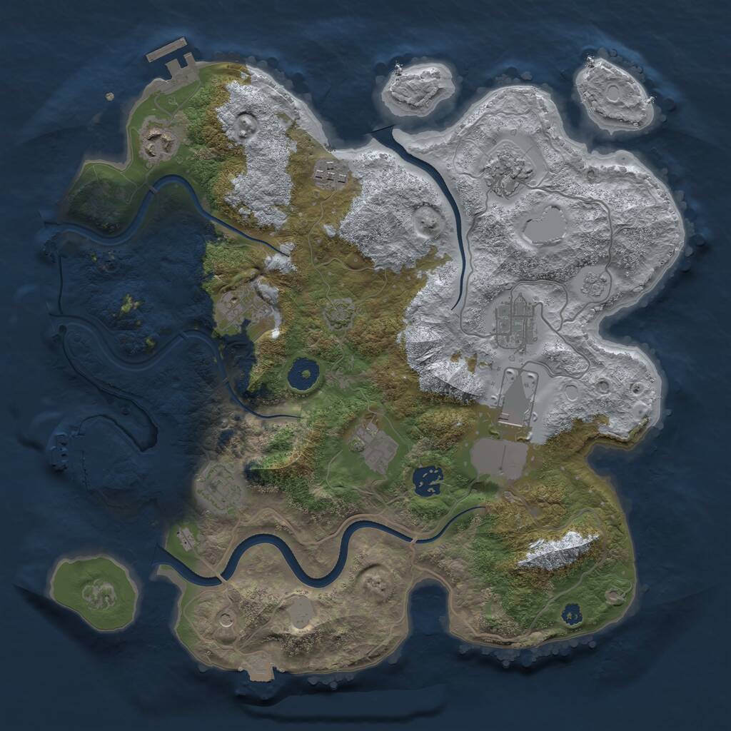 Rust Map: Procedural Map, Size: 3500, Seed: 545786923, 15 Monuments