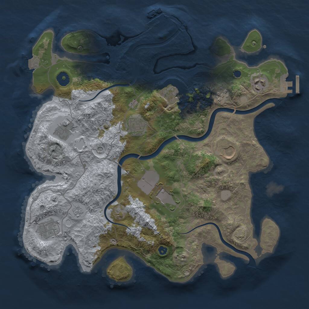 Rust Map: Procedural Map, Size: 3500, Seed: 799284693, 14 Monuments