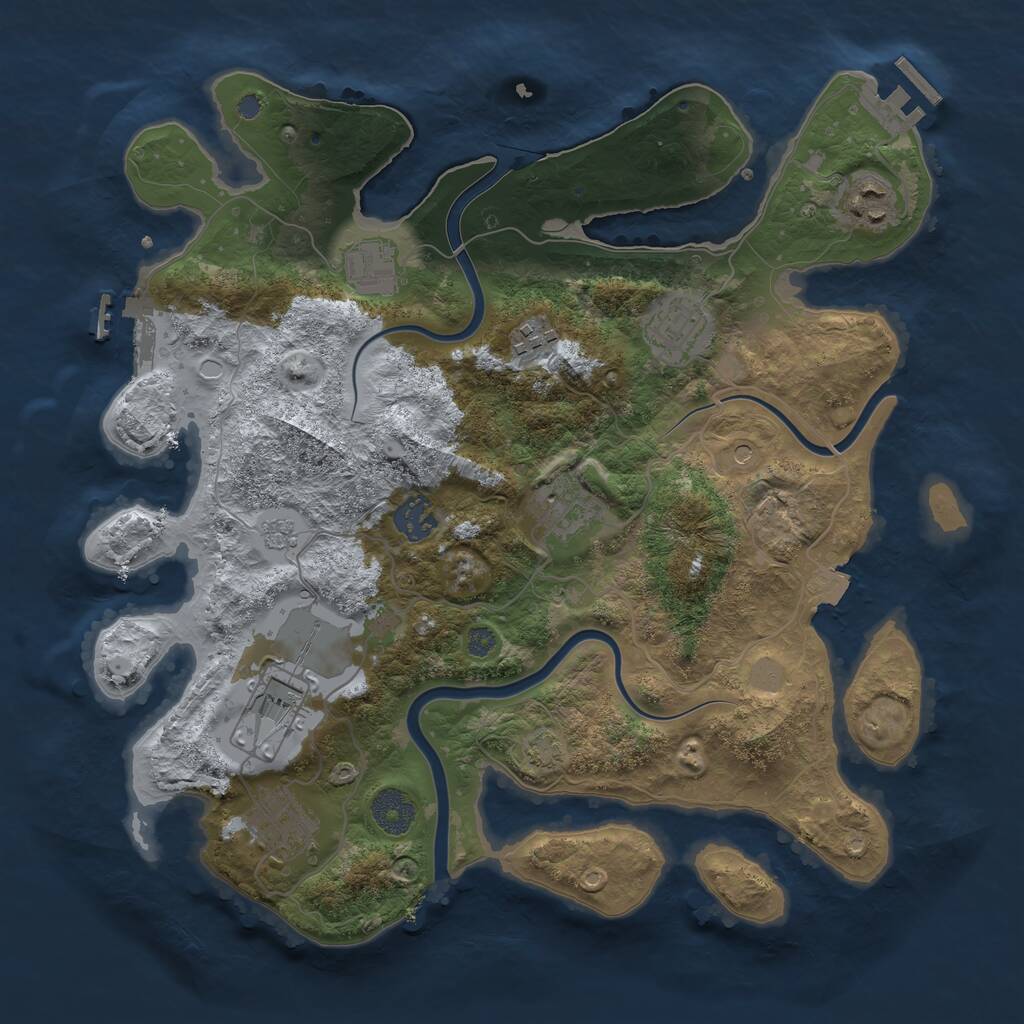 Rust Map: Procedural Map, Size: 3500, Seed: 32002, 13 Monuments