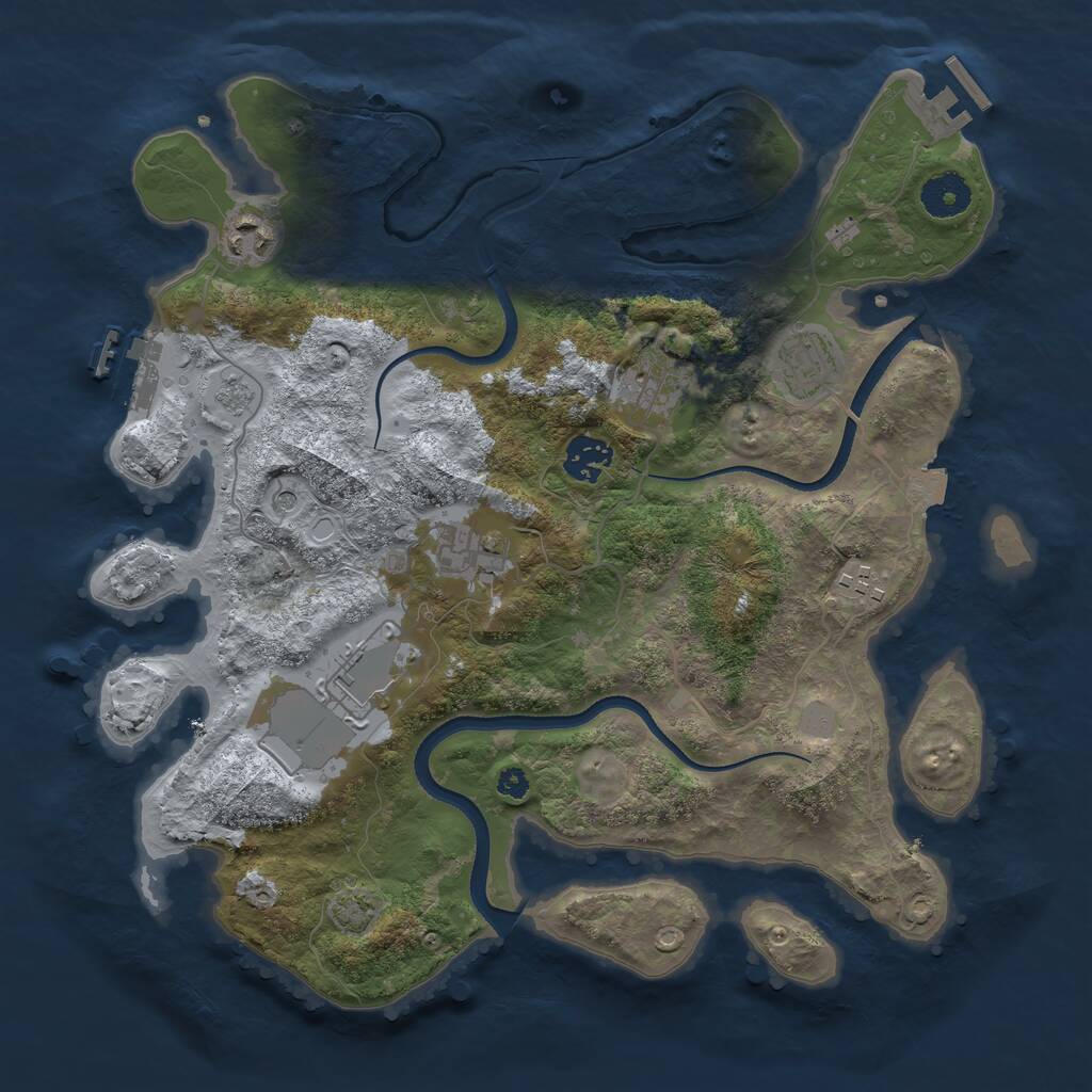Rust Map: Procedural Map, Size: 3500, Seed: 32002, 13 Monuments
