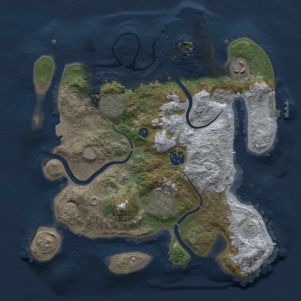 Rust Map: Procedural Map, Size: 3000, Seed: 1900051031, 11 Monuments