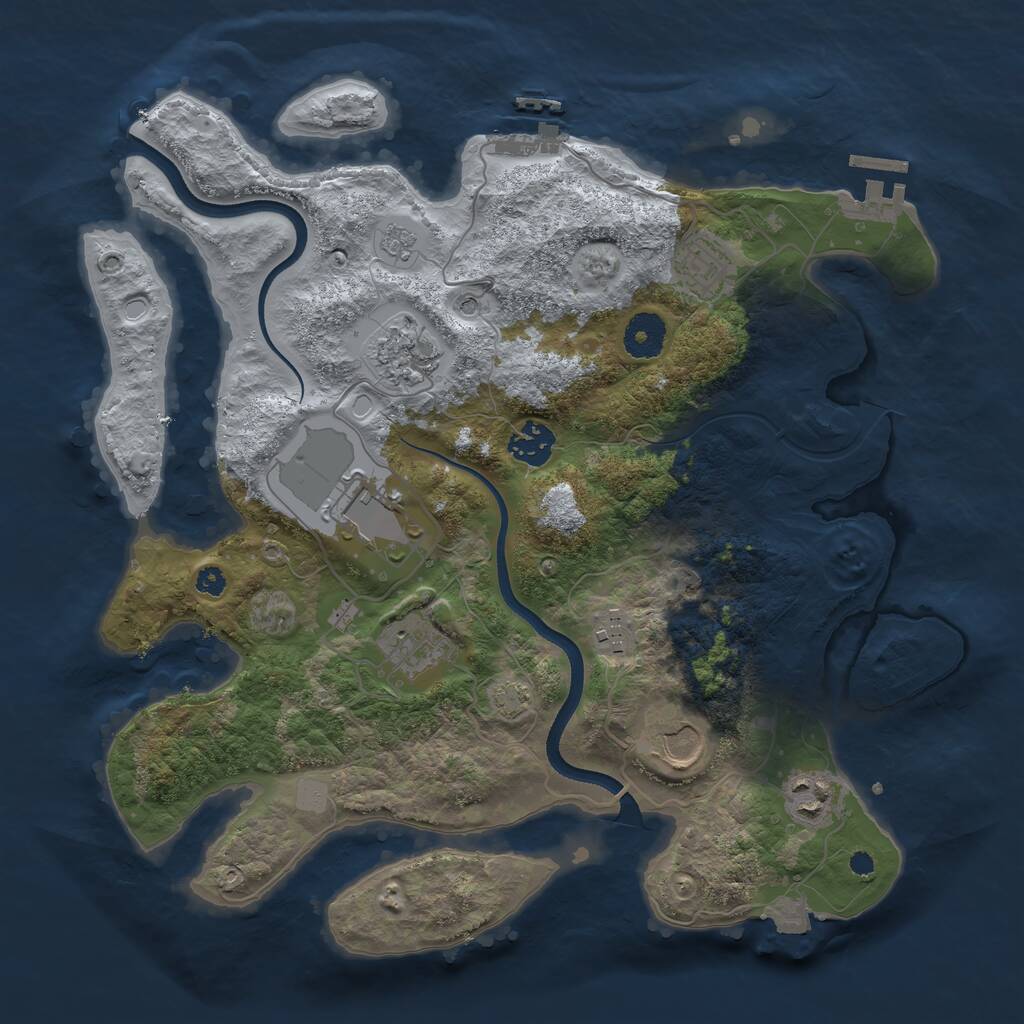 Rust Map: Procedural Map, Size: 3500, Seed: 18578033, 14 Monuments