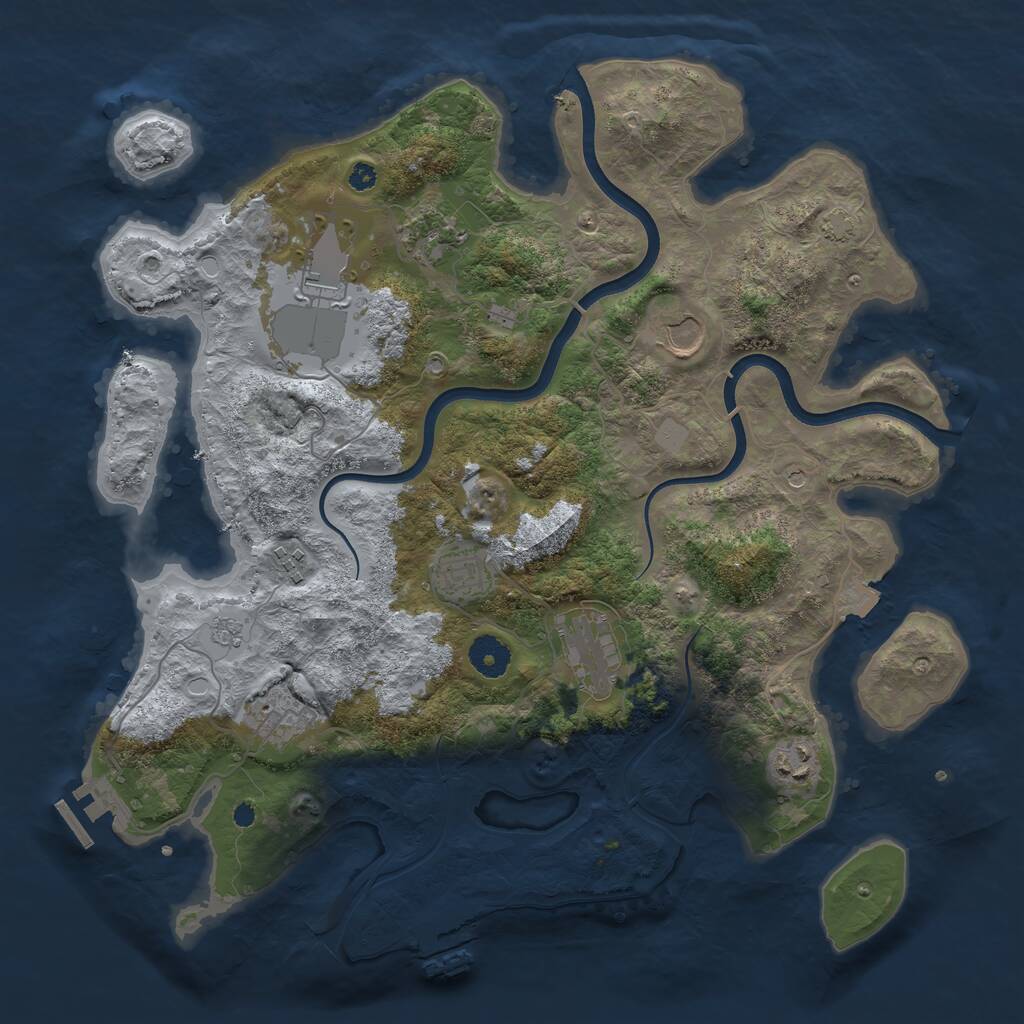 Rust Map: Procedural Map, Size: 3750, Seed: 692137420, 14 Monuments
