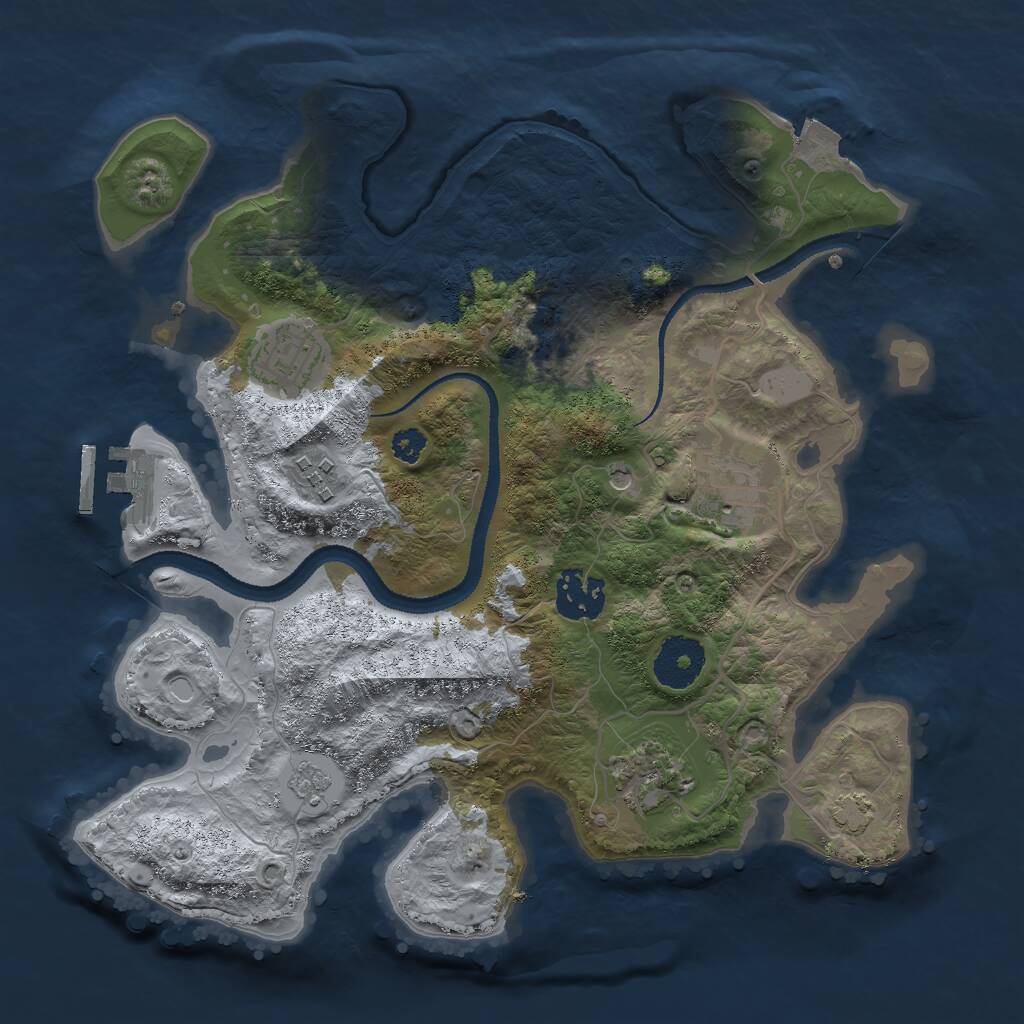 Rust Map: Procedural Map, Size: 3000, Seed: 29587, 10 Monuments