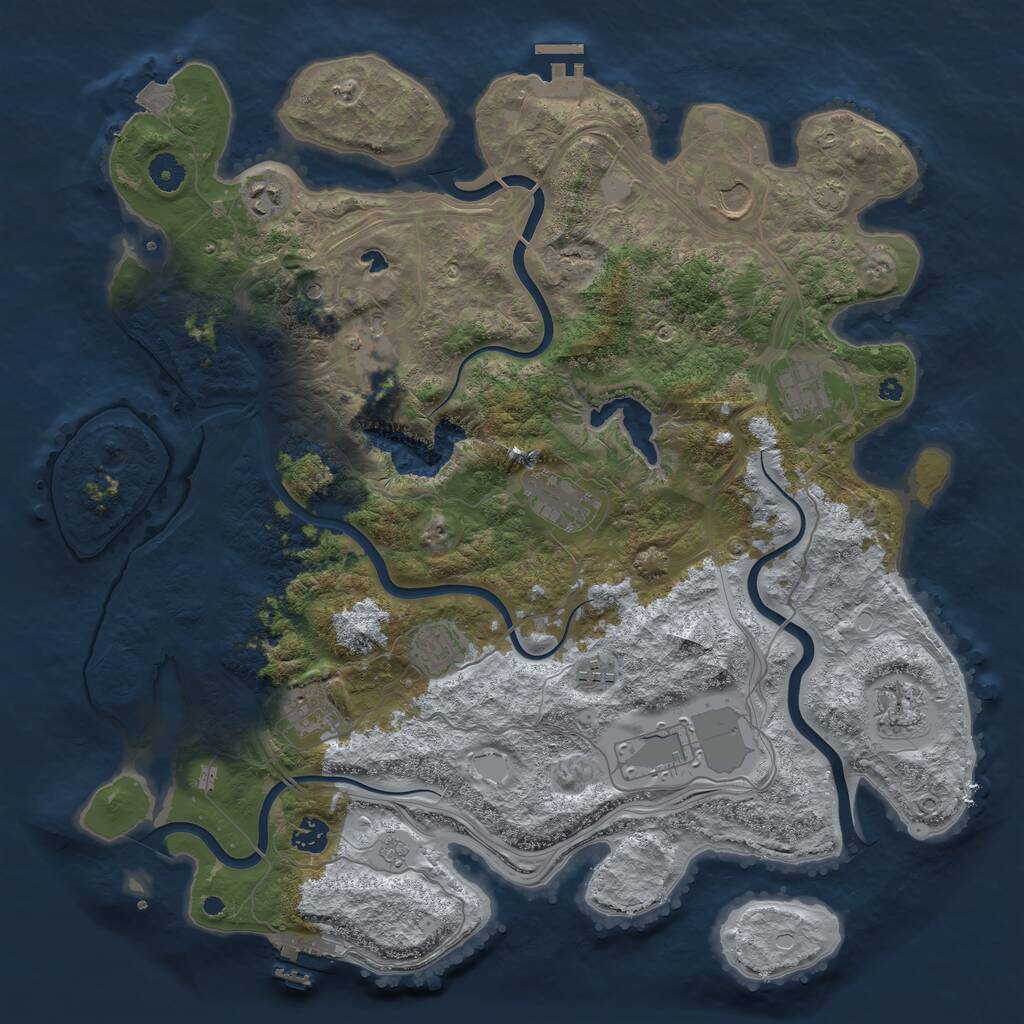 Rust Map: Procedural Map, Size: 4250, Seed: 70225209, 17 Monuments