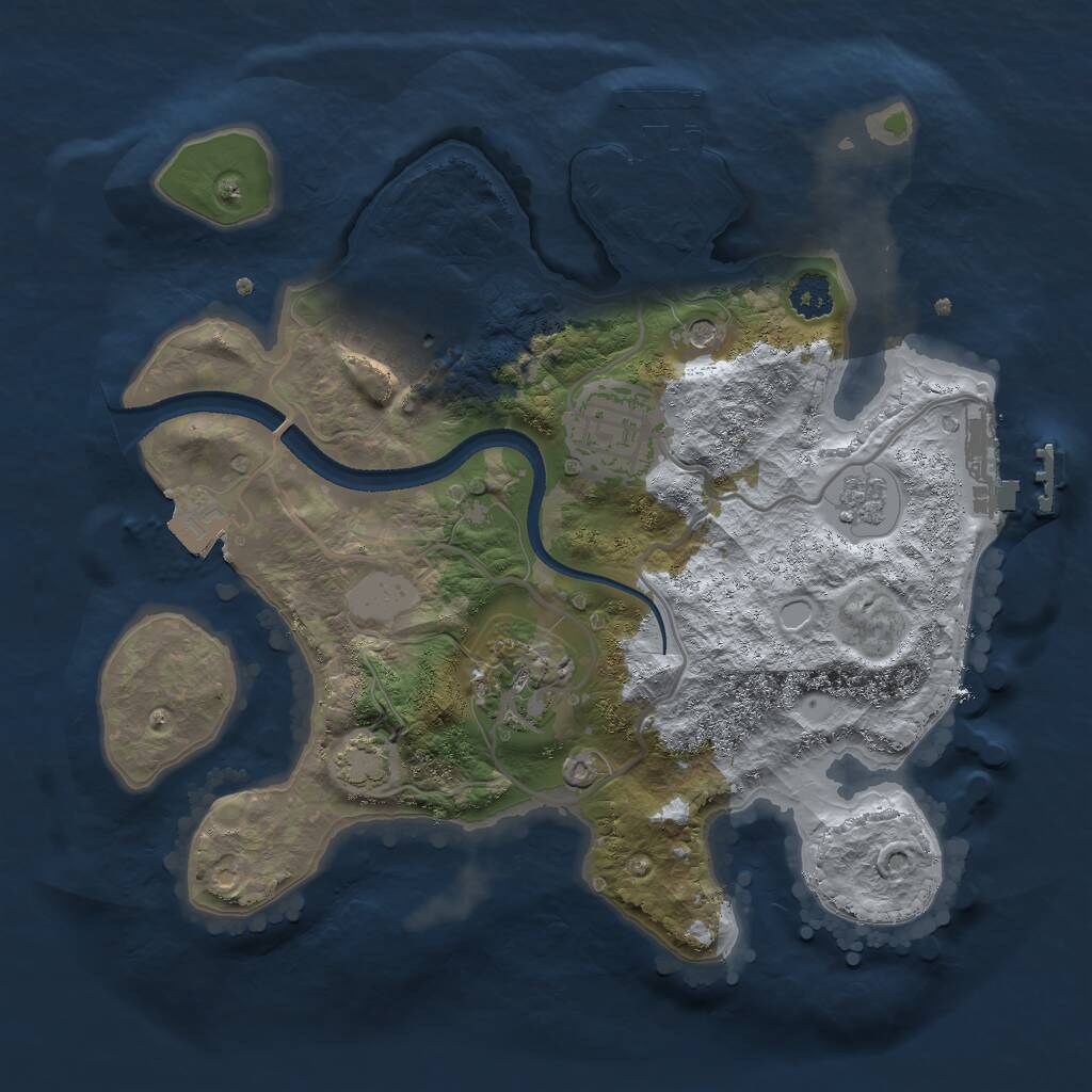 Rust Map: Procedural Map, Size: 2500, Seed: 1254821097, 9 Monuments