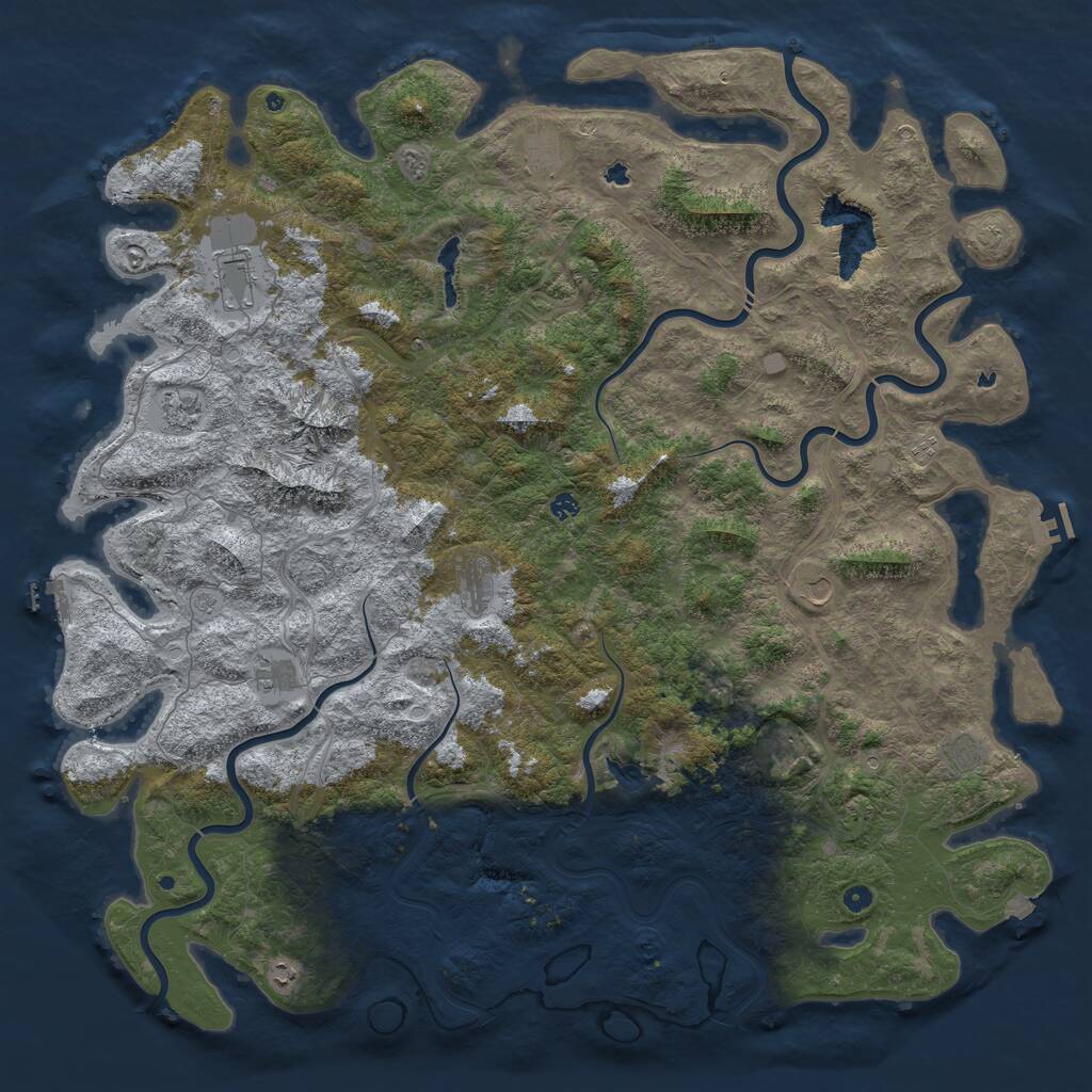 Rust Map: Procedural Map, Size: 6000, Seed: 1104099727, 17 Monuments