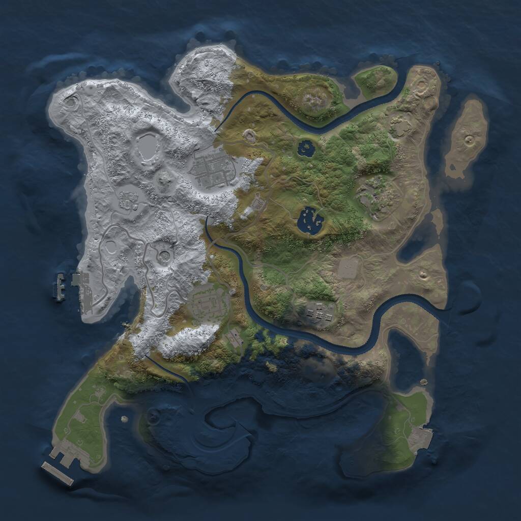 Rust Map: Procedural Map, Size: 3000, Seed: 827701, 11 Monuments