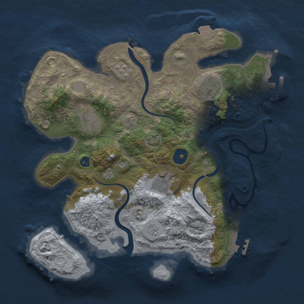 Rust Map: Procedural Map, Size: 3000, Seed: 36400799, 10 Monuments