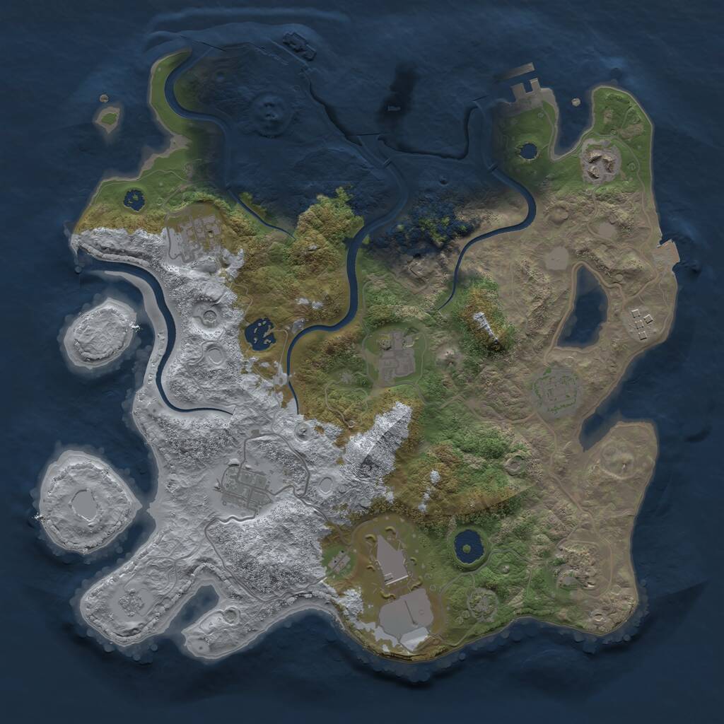 Rust Map: Procedural Map, Size: 3500, Seed: 492858395, 15 Monuments