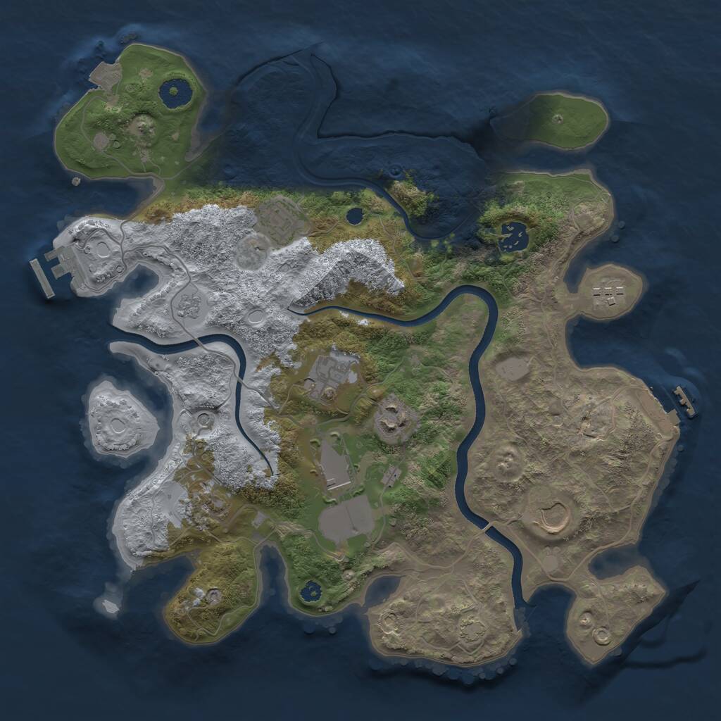 Rust Map: Procedural Map, Size: 3500, Seed: 700811767, 14 Monuments