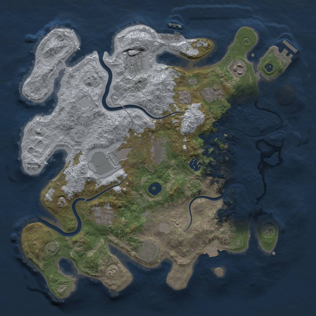 Rust Map: Procedural Map, Size: 3750, Seed: 992821291, 15 Monuments