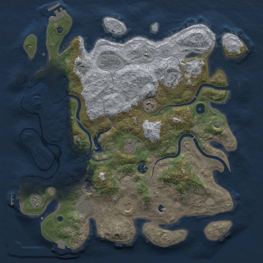 Rust Map: Procedural Map, Size: 4000, Seed: 1053052619, 14 Monuments