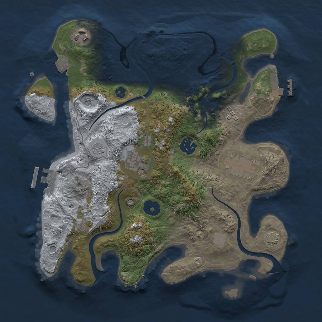 Rust Map: Procedural Map, Size: 3000, Seed: 43197, 11 Monuments