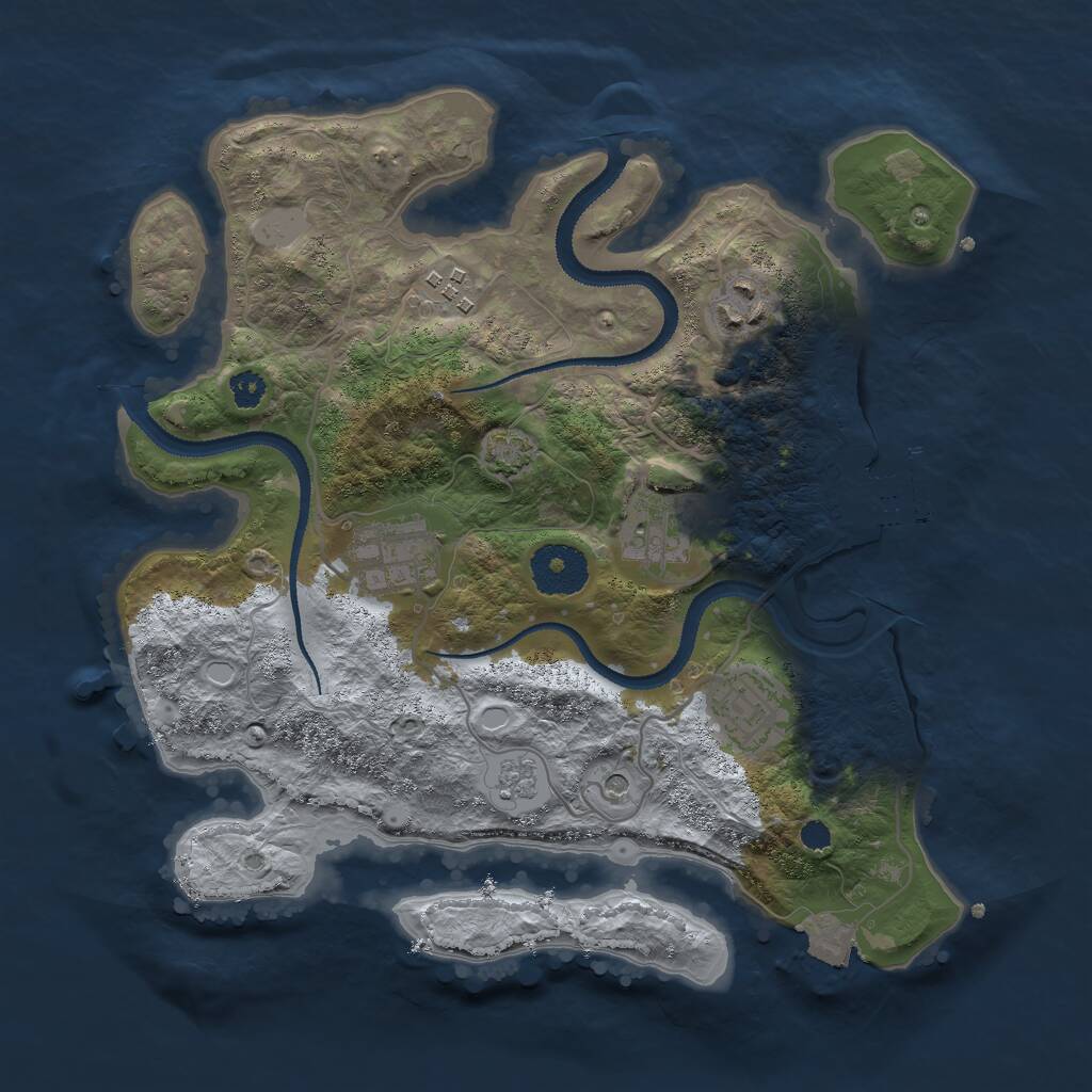 Rust Map: Procedural Map, Size: 3000, Seed: 854219099, 10 Monuments