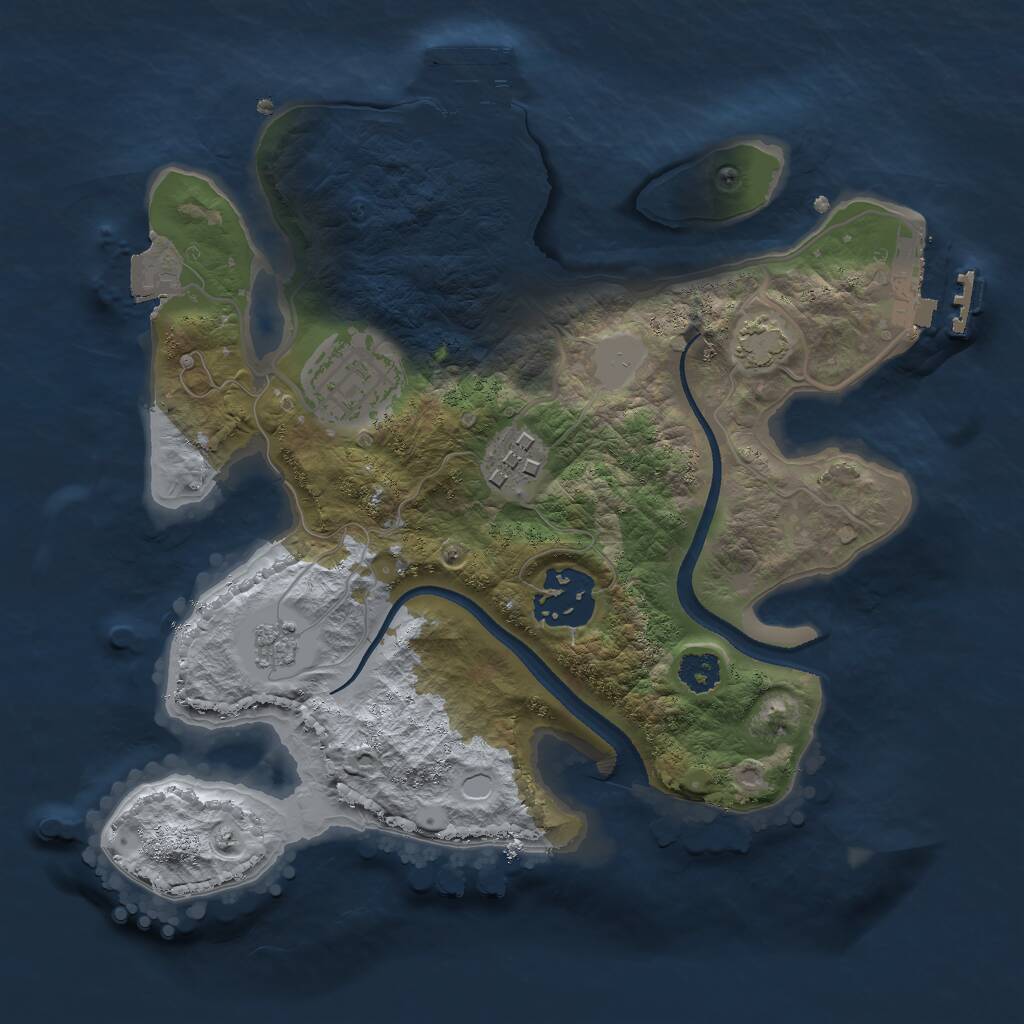 Rust Map: Procedural Map, Size: 2500, Seed: 1235632, 8 Monuments