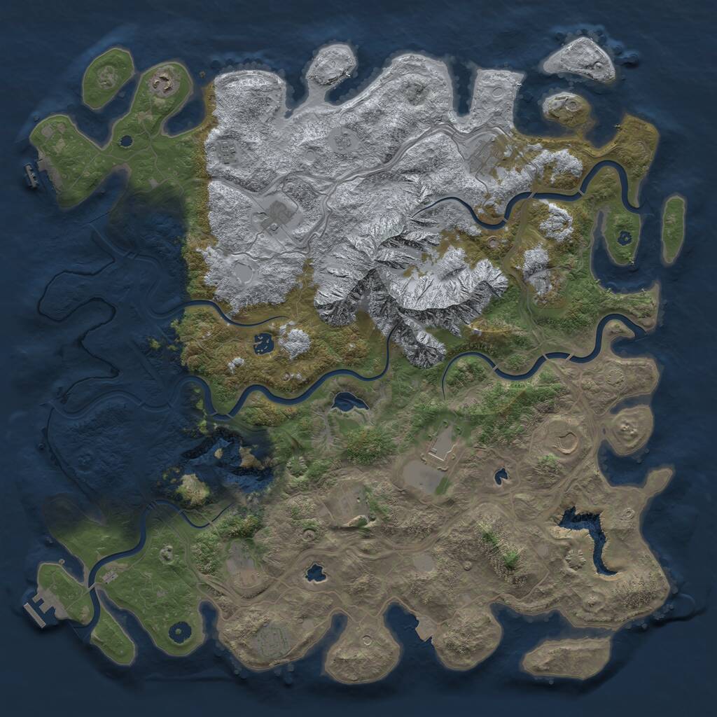 Rust Map: Procedural Map, Size: 5000, Seed: 1198487613, 17 Monuments