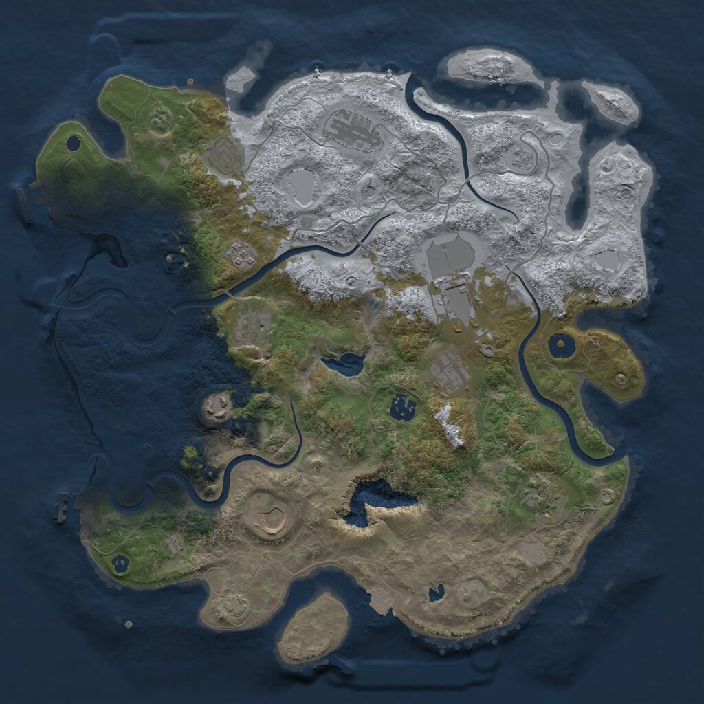 Rust Map: Procedural Map, Size: 4000, Seed: 792637655, 16 Monuments