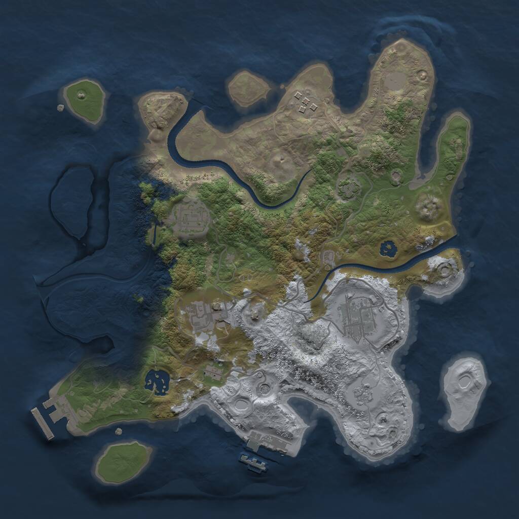 Rust Map: Procedural Map, Size: 3000, Seed: 839035814, 11 Monuments
