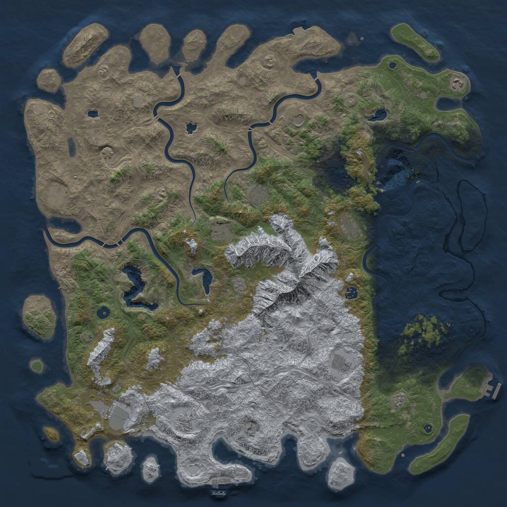 Rust Map: Procedural Map, Size: 6000, Seed: 8398671, 17 Monuments