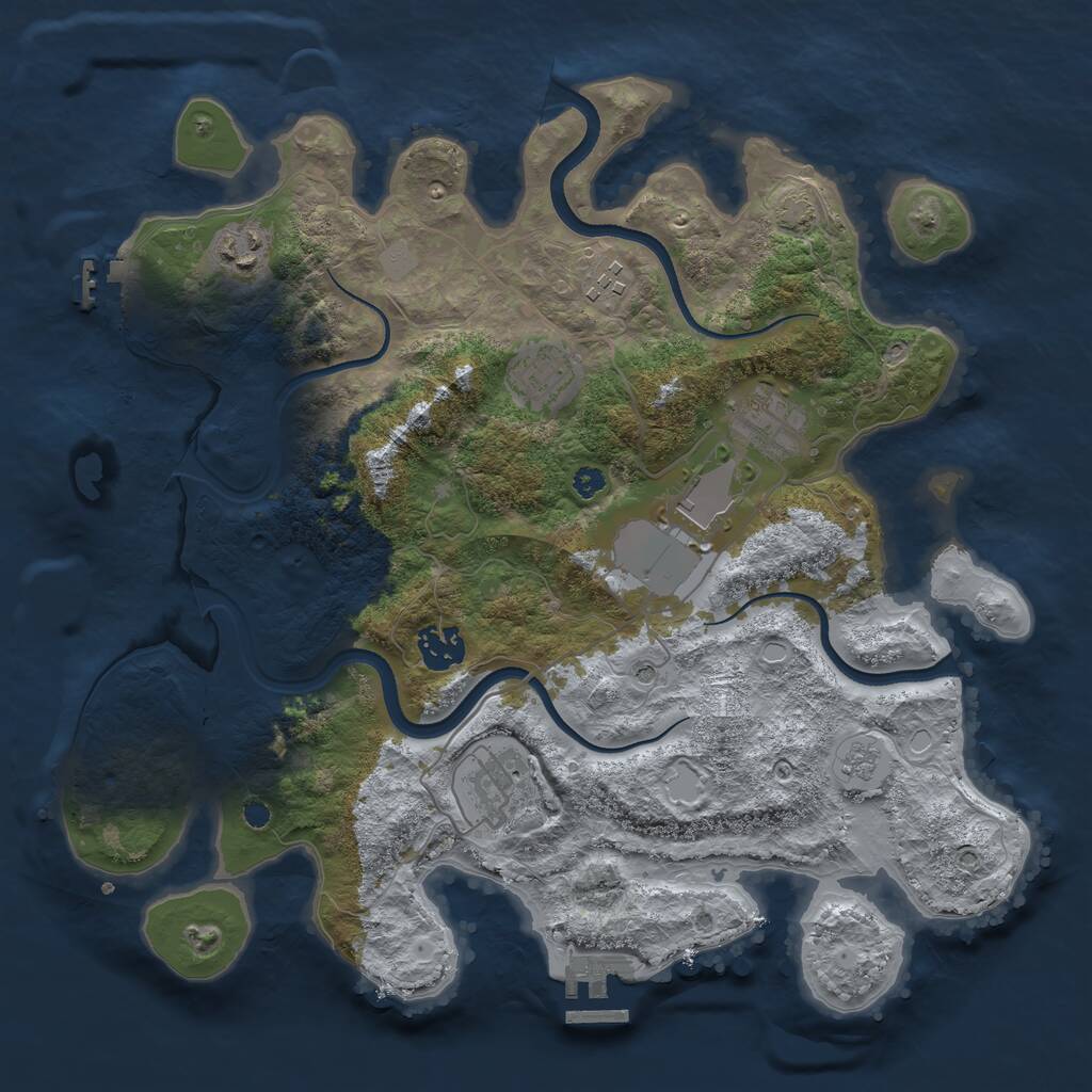 Rust Map: Procedural Map, Size: 3500, Seed: 821185638, 13 Monuments