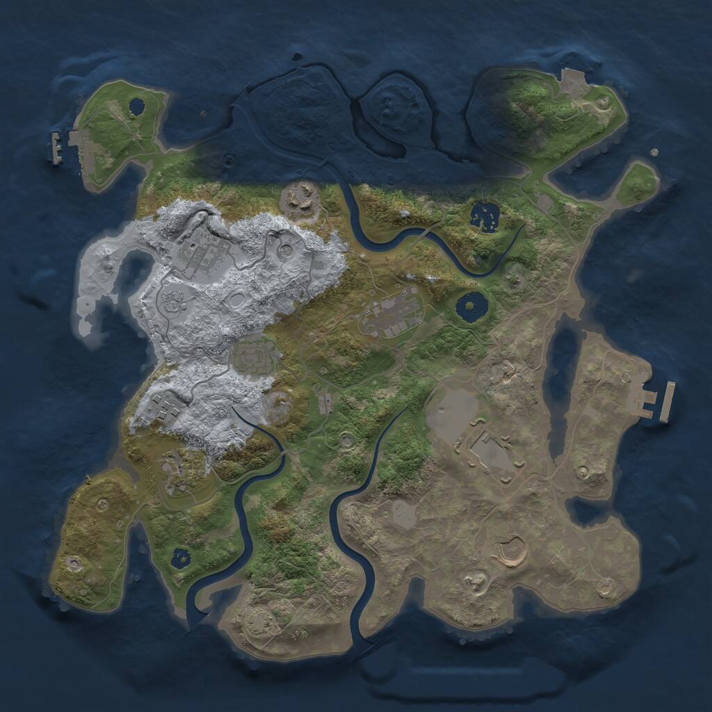 Rust Map: Procedural Map, Size: 3500, Seed: 1706633341, 15 Monuments