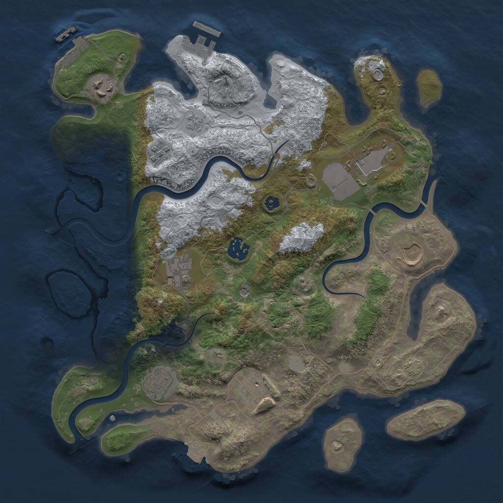Rust Map: Procedural Map, Size: 3500, Seed: 4564566, 14 Monuments