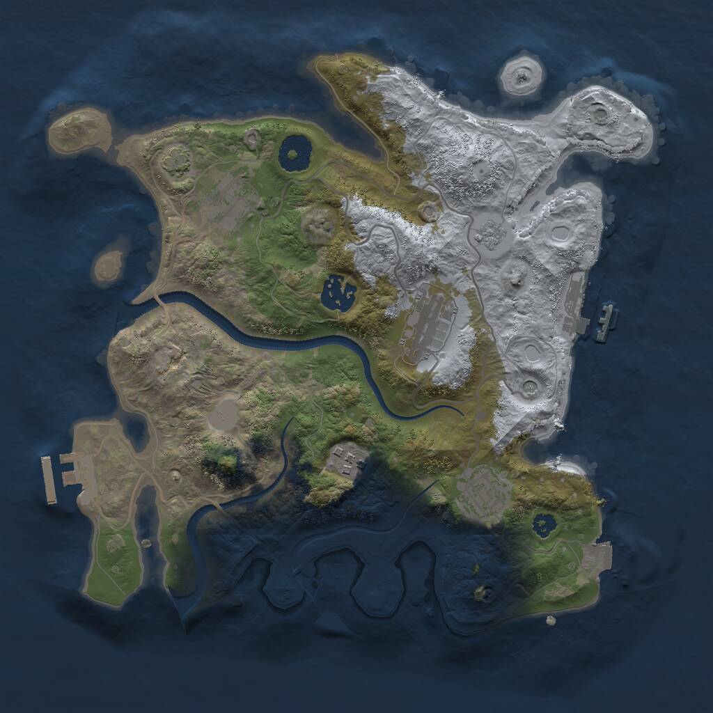 Rust Map: Procedural Map, Size: 3000, Seed: 1237453, 11 Monuments